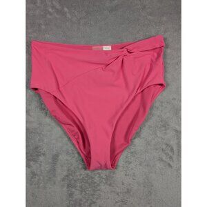 Calia High Rise Swim Bottom Womens Size Large Pink Tummy Control Modern Coverage